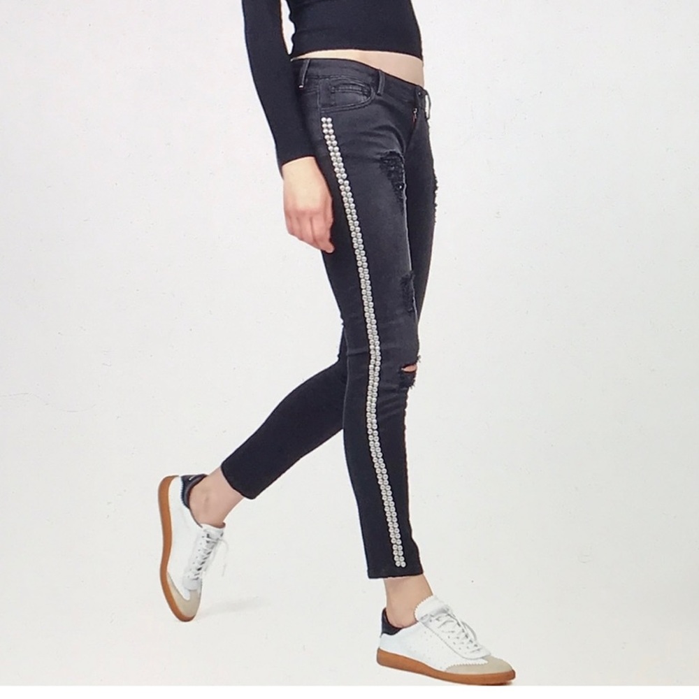 Etienne Marcel black distressed skinny jeans size 27